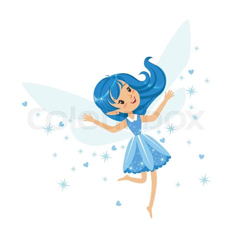 Beautiful Smiling Blue Fairy Girl Stock Vector Colourbox