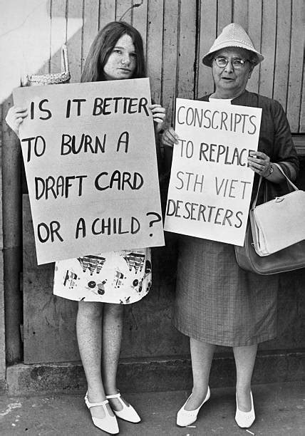 Vietnam War Protests Jean Curthoys Left And Marie Gollan Burn Draft Cards Out Pictures