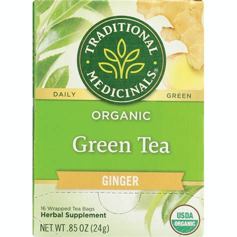 Traditional Medicinals Organic Green Tea With Ginger 16 Bags Swanson®