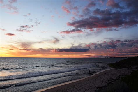Australia Beach Clouds Colourful Ocean Perth Sunset 4k Wallpaper