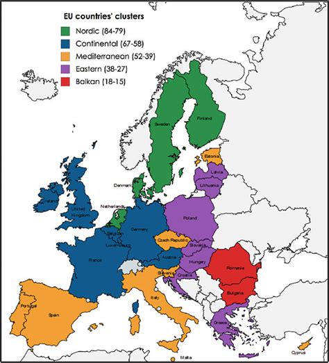 2 Map Of The Five Europes Typology Of Eu Countries According To