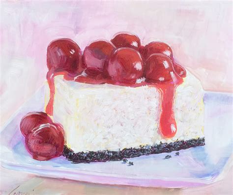 Cherry Cheesecake Painting By George Ganciu