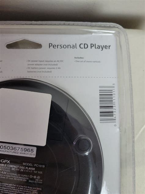 Gpx Pc101b Portable Compact Cd Player 47323111013 Ebay