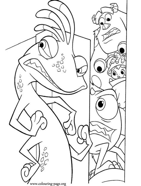 Monsters Inc Mike Sulley And Boo Are Hiding From Randall Coloring Page Monster Coloring