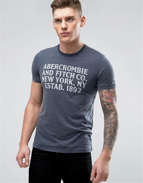 abercrombie and fitch abercrombie and fitch burnout t shirt muscle slim fit abercrombie print in navy