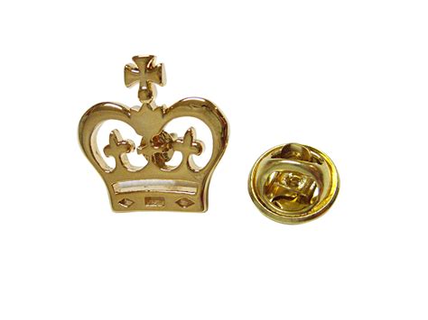 Gold Toned Round Crown Lapel Pin Kiola Designs