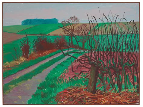 David Hockney Track And Hedgerow Oil On Canvas 91 4 X 121 9cm