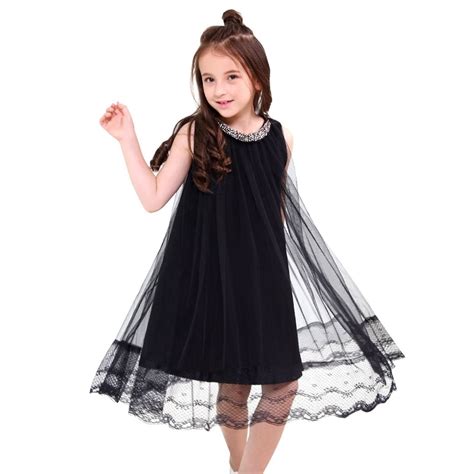 Girls Black Princess Dress Kids Sleeveless Casual Party Dresses 5 8 10