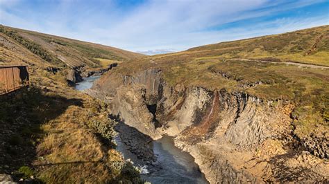 Overview Of Studlagil Ravine In Jokuldalur Iceland Known For Its