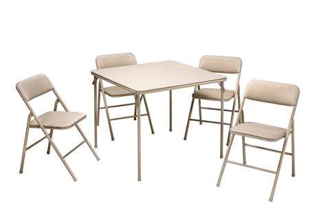 Grdenised indoor & outdoor 3 piece foldable bistro patio plastic dining set, round table and two chairs. COSCO 5-Piece Folding Table and Chair Set, Tan- Buy Online ...