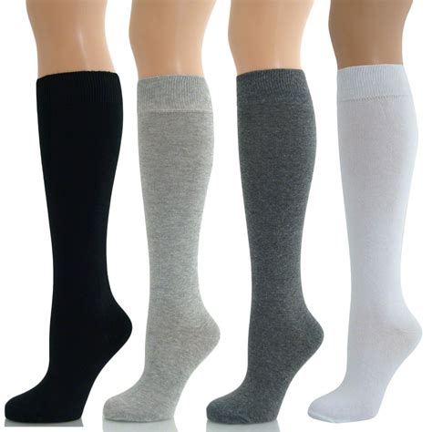 Womens Ladies Girls Knee High Long Plain Socks Lot New
