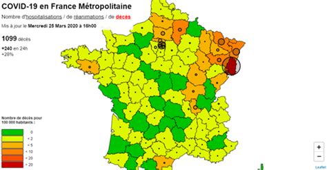 Avec les 37.014 cas de ces dernières 24 heures rapportés par santé publique france ce dimanche 28 mars, le pays connaît une baisse par rapport à la veille. COVID-19 - Carte des cas en France Métropolitaine - data ...