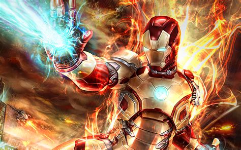 Iron man auf fotopapier gedruckt, hinter acrylglas (2 mm) kaschiert und mit einer. Herunterladen hintergrundbild ironman, feuer, flammen ...