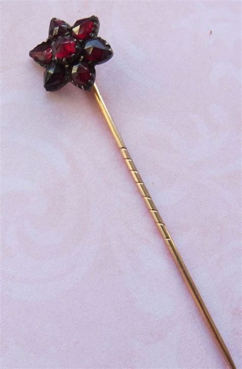 Antique 9ct Gold Back Garnet Stone Tie Lapel Stick Pin Stick Pins Hat Pins Antique Hats