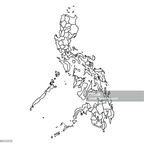 Ilustración De Esquema Del Mapa De Filipinas Con Estados Y Ciudades Y