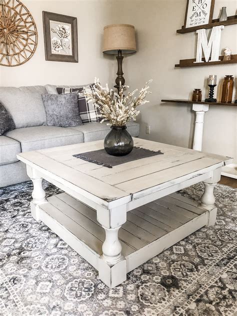Rustic Baluster Square Farmhouse Coffee Table All Painted And Distressed
