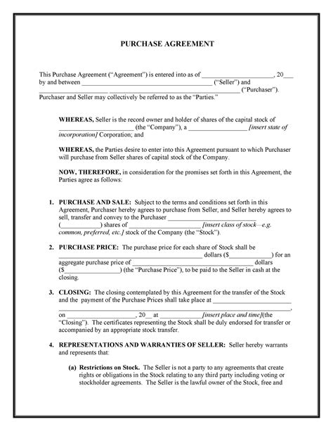 37 Simple Purchase Agreement Templates Real Estate Business