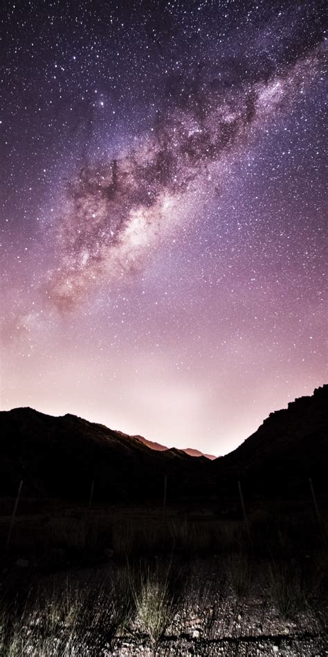 Download Wallpaper 1080x2160 Silhouette Milky Way Starry Sky Nature