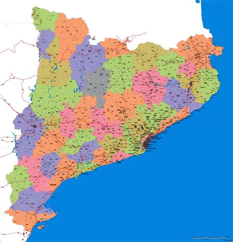 Map Of Catalonia Spain With Municipalities And Major Roads