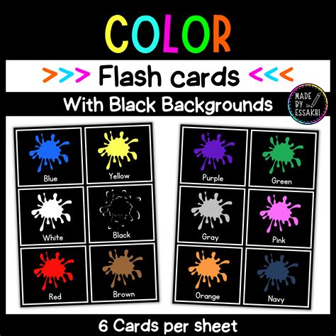Color Flash Cards With Black Background Made By Teachers