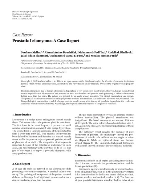 Pdf Prostatic Leiomyoma A Case Report