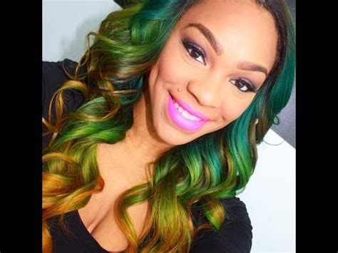 Like no visible spots that look more pigmented than another. Green/Yellow Ombre on Nana's Virgin Brazilian Hair - YouTube