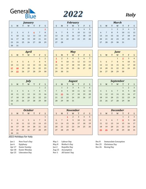 Calendario 2022 Festività Italia Zona De Información
