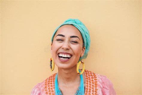 Happy Young African Woman Smiling On Camera Focus On Face Stock Image