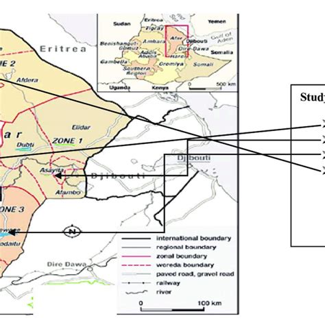 Administrative Location Of Afar Region Showing The Study Zones And