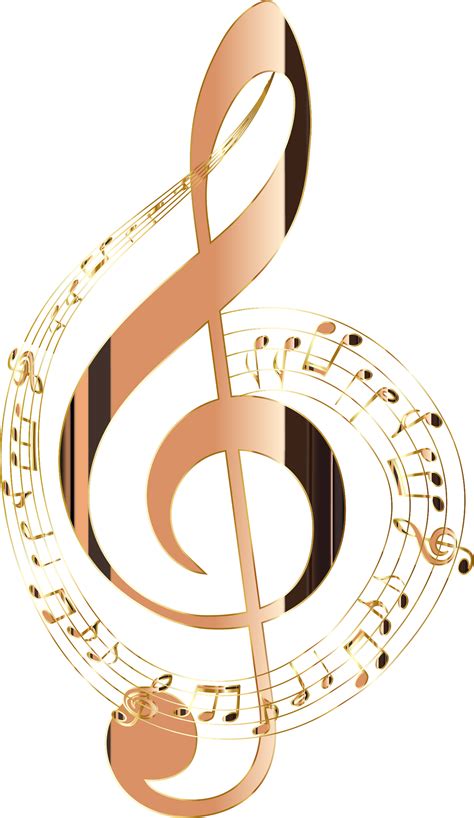 Clipart Shiny Copper Musical Notes Typography No Background