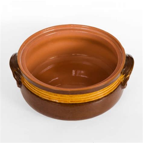 Mid Size Round Glazed Clay Pot Terracotta Cookware