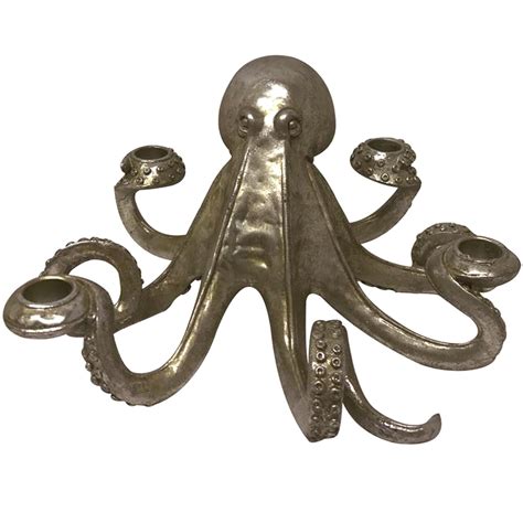 Silver Resin Octopus Candle Holder 11 At Home