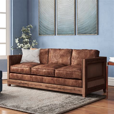 Union Rustic Sherly Leather Sofa Reviews Wayfair