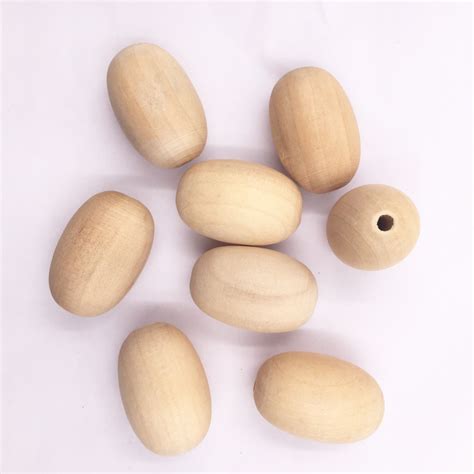 New 30pcslot 30mm X 20mm Wooden Beads Unfinished Natural Oval Wood