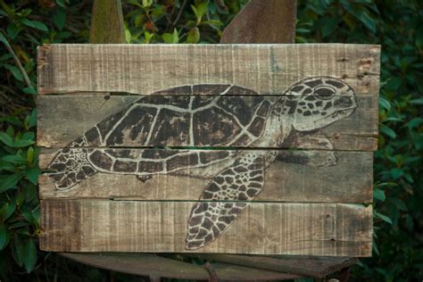 Sea Turtle Painting On Reclaimed Pallet Wood Rustic Beach Etsy