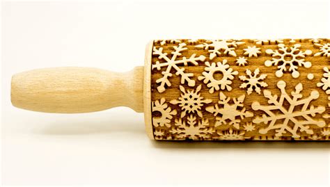 No R343 Snowflakes No 4 Rolling Pin Embossed Rolling Pin Etsy