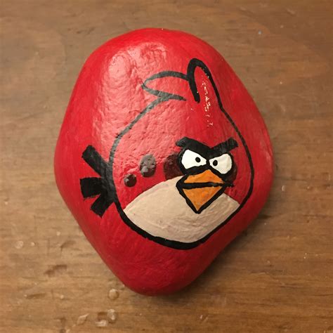 Angry Birds Red Painted Rock Painted Rocks Red Paint Rock Art