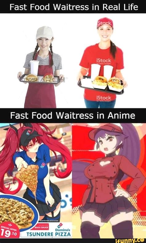 Fast Food Waitress In Real Life Fast Food Waitress In Anime Dominos