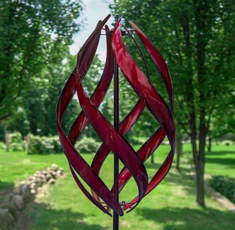 Red Kinetic Wind Spinner Stratus Metal Wind Sculpture Kinetic