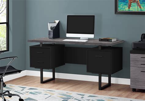 Offer many useful services to our customers. I 7415 - COMPUTER DESK - 60"L / BLACK / GREY TOP / BLACK ...