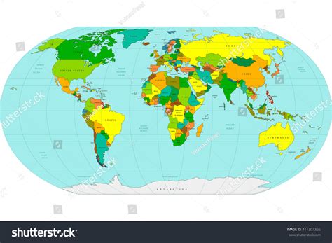 Highly Detailed Geopolitical World Map Vector Stock Vector Royalty