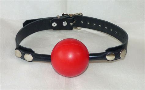 New Huge Red Mm Rubber Ball Gag Real Black Leather Strap Kinky Bdsm Ballgag Ebay