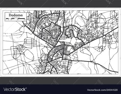 Dodoma Tanzania City Map In Retro Style Outline Vector Image