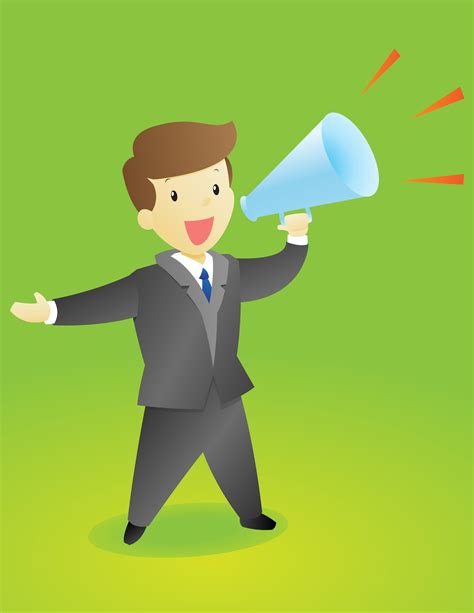 Announcement Guy — Vector Illustration Of A Man With A Megaphone Making