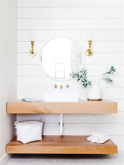 Latest modern small bathroom storage ideas, bathroom wall shelves designs 2020, small bathroom shelving ideas, modular bathroom shelf design ideas. Floating Wood Shelf Bathroom Vanity - Image of Bathroom ...