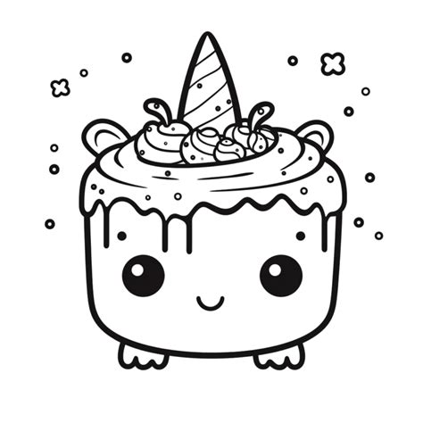 “ausmalbild baby-einhorn-kuchen”– kostenloses ausmalbild