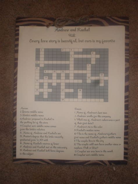 Diy Crossword Puzzles Weddingbee Photo Gallery