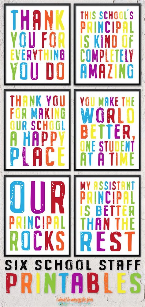 Six Printable School Staff And Principal Ts Teacher Appreciation