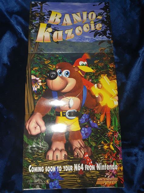 Vintage Authentic Nintendo Power Poster Banjo Kazooie N64 Poster Rare