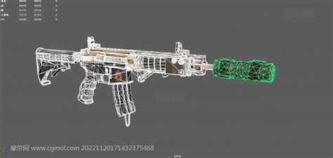 野战改装版m416突击步枪 游戏枪械3dmaya模型枪械模型模型下载 摩尔网cgmol